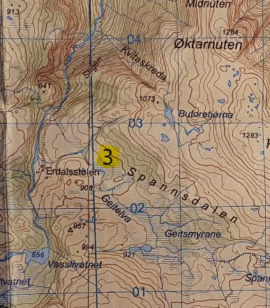 Punkt 3 handler om egenskaper ved terrenget. Spannsdalen kart